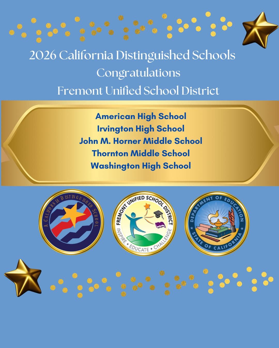 Fremont Unified School District statewide recognition for sustainability and environmental leadership